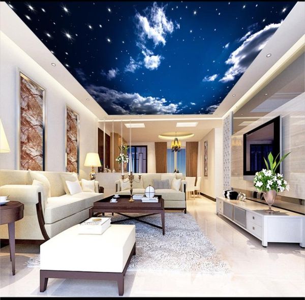 

wallpapers blue sky white clouds starry ceiling roof background silk wall mural wallpaper 3d ceilings
