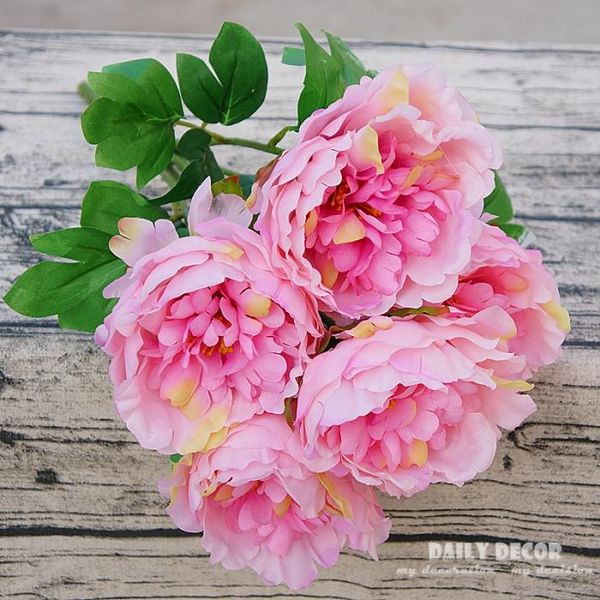 

decorative flowers & wreaths 1 bouquet 5 heads artificial peony silk fake wedding