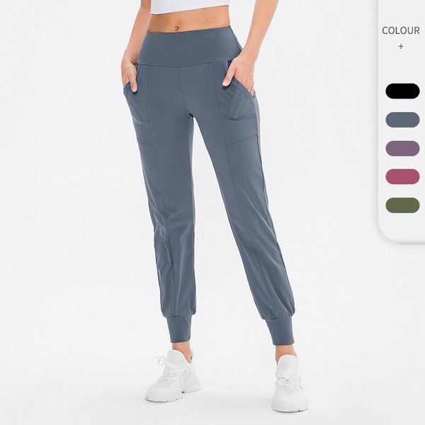 

yoga outfit women loose-fitting sports pants with tied feet leisure running fitness training stretch high waist pocket trousers