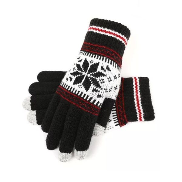 

five fingers gloves kenshelley winter christmas magic glove women warm knitted finger mobile phone touch screen jacquard, Blue;gray