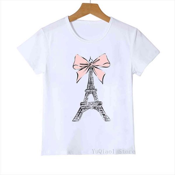 

summer for girls pink paris eiffel print t shirt harajuku kawaii kids clothes ballet dancer, Blue
