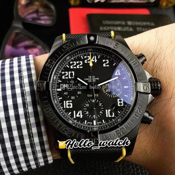 45mm Hurricane XB0180E41B1S1 Cronografo al quarzo Orologio da uomo XB1210E4 PVD Cassa in acciaio nero Cinturino in nylon giallo Cronometro Orologi HWBE Hello_Watch A83A1