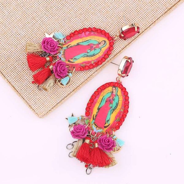 

dangle & chandelier bohemian handmade crystal maria tassel pendant earring for girls party gifts statement geometric wedding bridal earrings, Silver