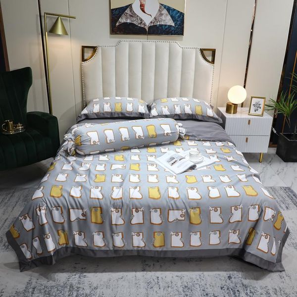 

comforters & sets summer air conditioner washable tencel silk quilt throw blanket bedspread soft bed cover pillowcase flat sheet