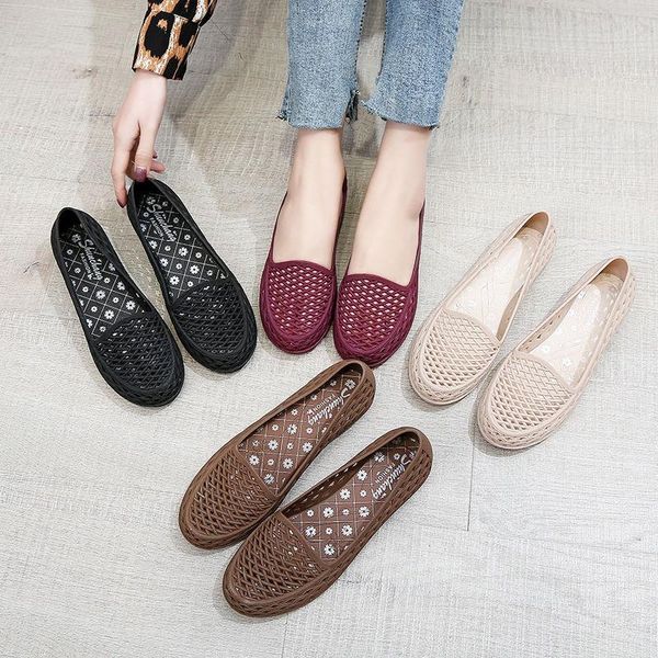 

sandals 2021 women's summer shoes flat slippers beach hole heel gel, Black