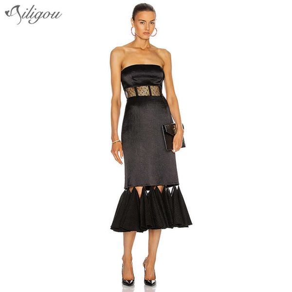 

ladies fringed bandage dress vestidos off shoulder sleeveless bodycon calf long celebrity party 210527, Black;gray