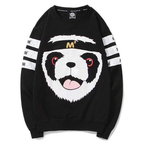 

men's hoodies & sweatshirts loose cotton sweatshirt, male and female cartoon printing, long sleeved round neck sweater, hip-hop style,, Black