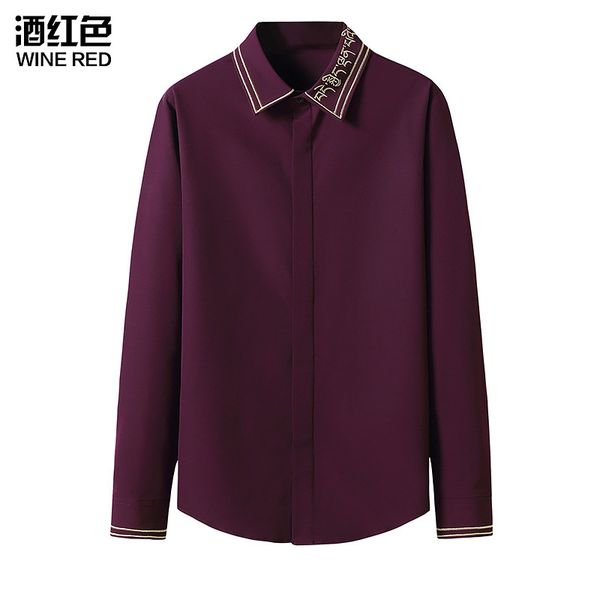 

embroidery shirt mens brand long sleeve shirts for men casual dress chemise homme covered button oversized camisas 210524, White;black