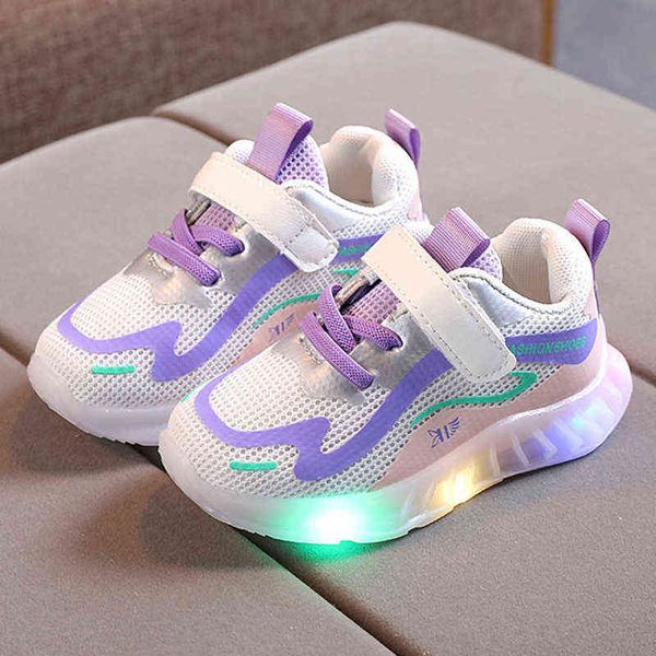 

size 21-30 children led light sneakers boys non-slip casual shoes baby breathable toddler shoes girls wear-resistant sneakers g1210, Black;red
