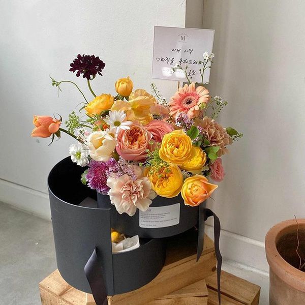 

gift wrap round double rotating flower packaging box pvc christmas party supplies