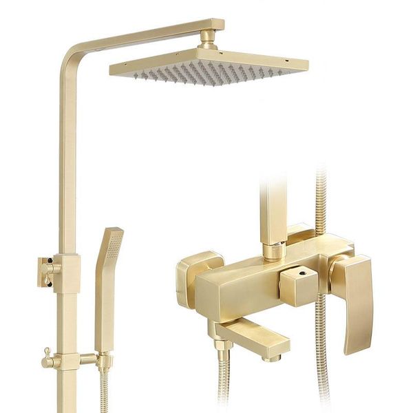 

brushed gold shower set bathroom wall brush mixer luxury bathtub & cold tap sets