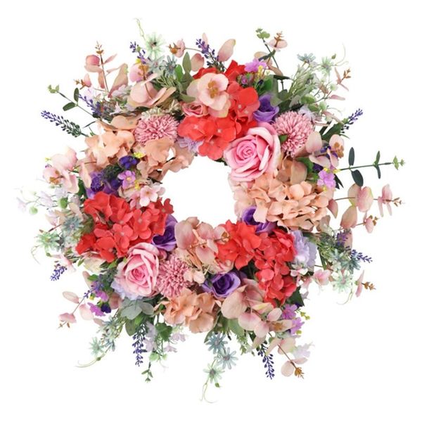

artificial silk rose hydrangea spring wreath farmhouse wedding front door decor d08d decorative flowers & wreaths