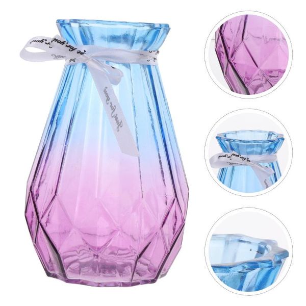 

vases glass vase gradient color hydroponic dried flower container with riband