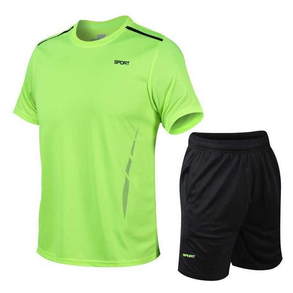 

quick drying sports suit men's short sleeve quick drying gym running suit outdoor spring and summer loose clothes casual wear, Gray