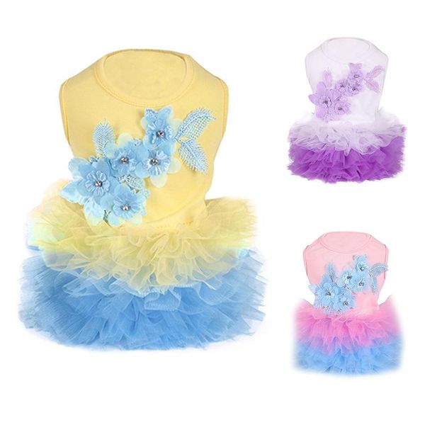 

dog apparel summer flower dress pet clothes for small wedding fashion puppy bubble skirt clothing spring