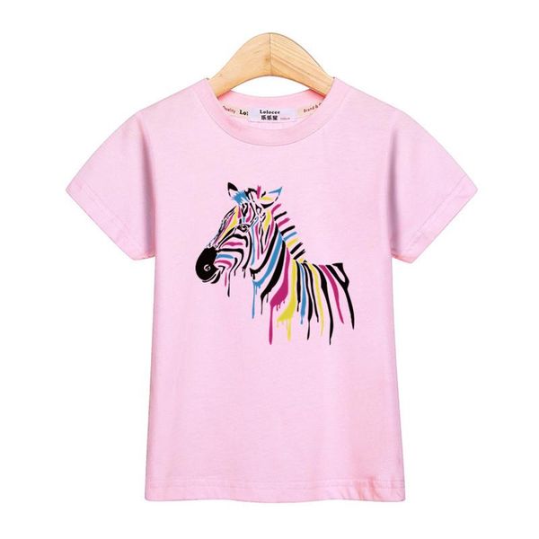 

t-shirts fashion girls t-shirt kids short sleeve cute zebra print children summer clothes girl boys tees 100% cotton clothing, Blue