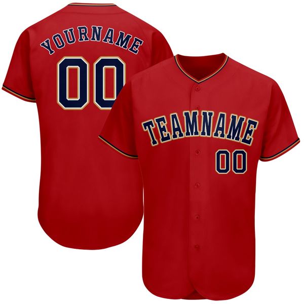 

custom red navy-old gold authentic baseball jersey, Blue;black