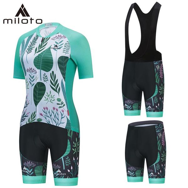 

racing sets miloto women cycling summer bicycle jersey set female mtb ropa ciclismo breathable girl cycle wear road bike bib shorts, Black;blue