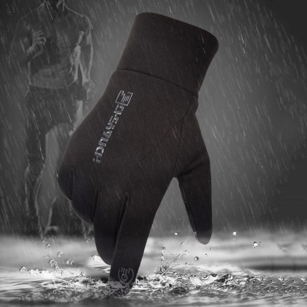 

sports gloves solid color non-slip plush motorcycle mtb warm and soft snow full finger winter, Black