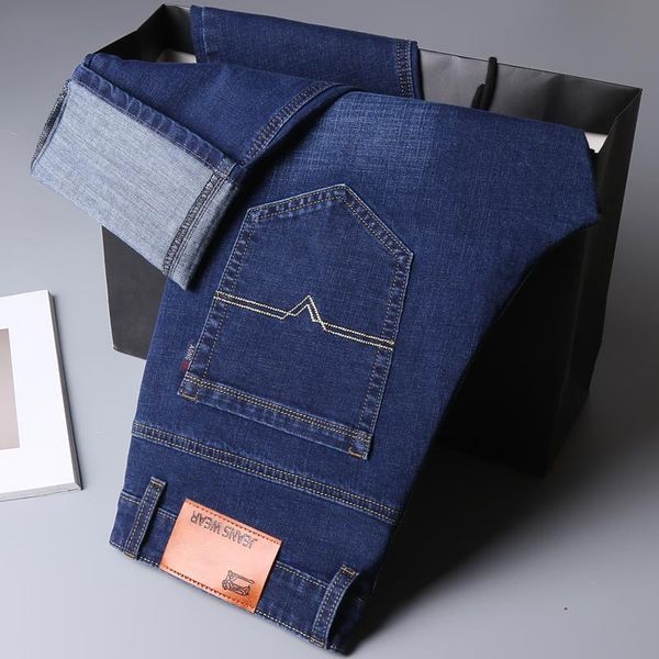 

men's jeans [recommended by the store manager] winter stretch and velvet thick loose straight leg youth warmth with, Blue