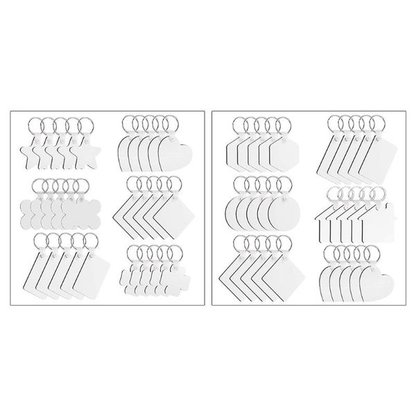 

keychains 30 pcs/set sublimation blank thermal transfer key chain double-side printed mdf keyrings with split rings, Silver