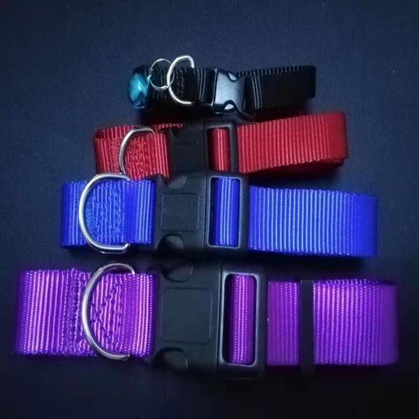 

dog collars & leashes 1 pc nylon collar classic pet solid color accessories with quick snap buckle adjustable for