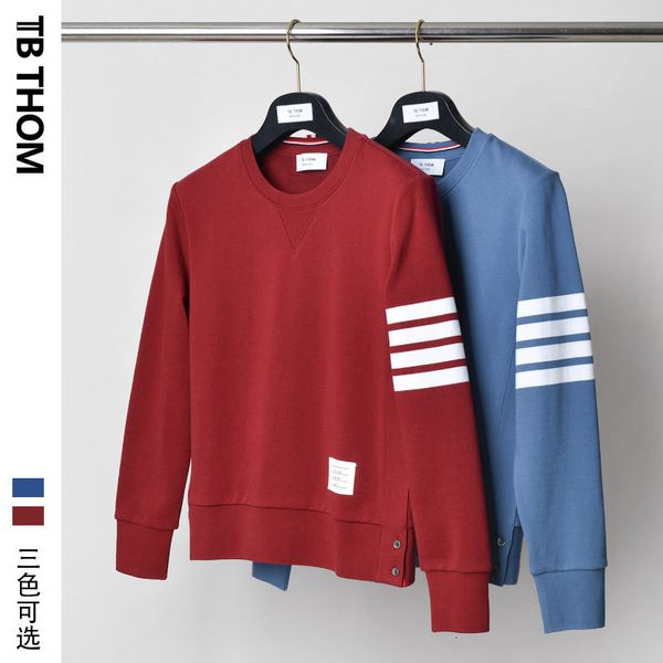 

new autumn spring and color tb thom round neck cotton pullover men's sweater fashion trend coat, Black