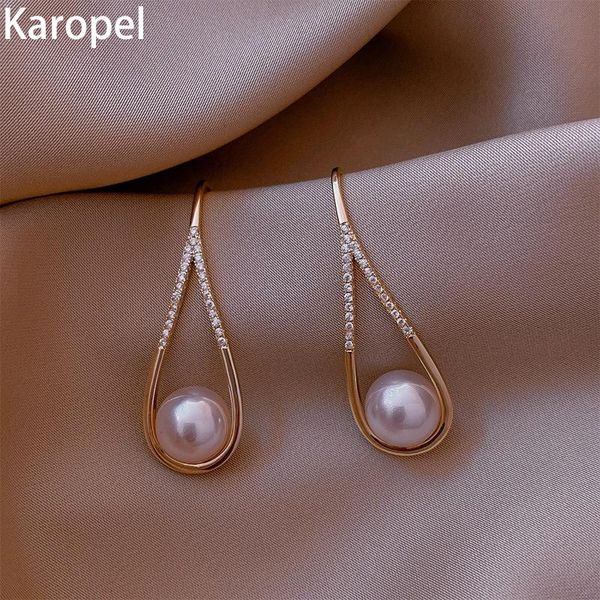 

dangle & chandelier karopel exquisite geometric gold earrings for woman 2021 korean fashion jewelry luxurious gothic party girl pearl, Silver