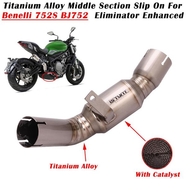 

motorcycle exhaust system for benelli 752 752s bj750gs escape titanium alloy mid link pipe catalyst delete eliminator enhanced