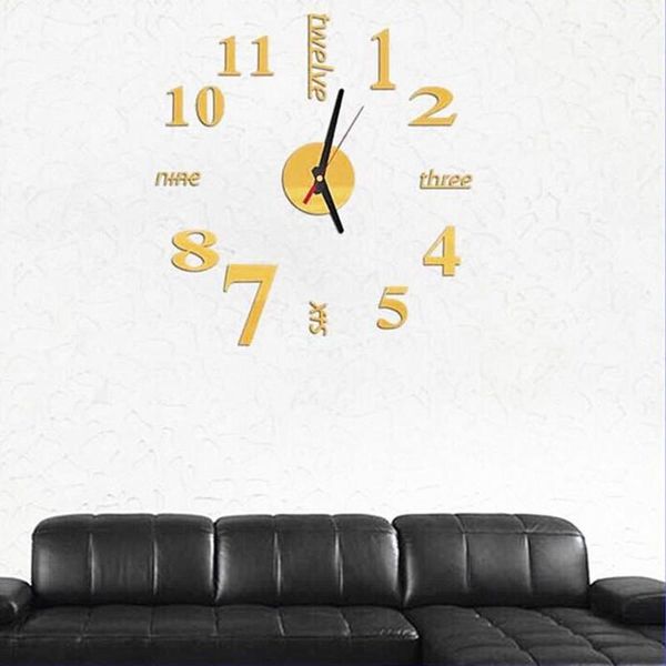

creative 4 color wall clock sticker stickers 3d mirror mural tv background home decor removable acrylic self-adhesive diy clocks