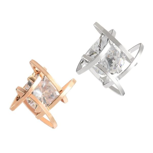 

stud 1 pair fashion women lovely earrings elegant accessories crystal zircon rhinestone square ear jewelry, Golden;silver