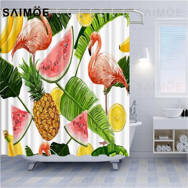 

tropical fruit shower curtains pineapple for bathroom palm leaf plant bath curtain decor screen waterproof fabric