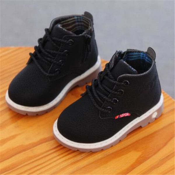 

autumn winter kids girls boys martin boots children sports shoes zipper nubuck leather toddle baby shoes fashion boot, Black;grey