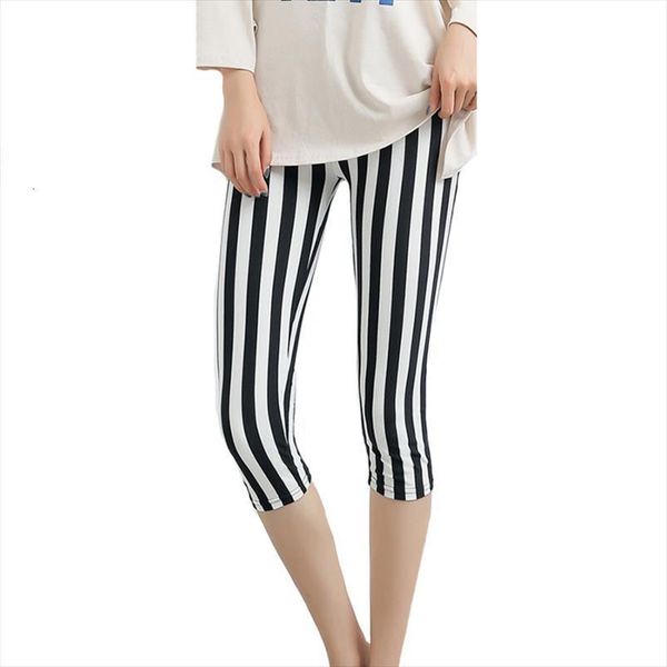 

fitness plaid print sport womens leggings black striped push up capris high waist gym