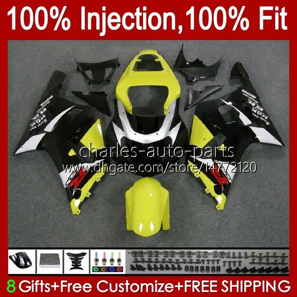 Инъекционные формы Bodys для Suzuki GSXR600 GSX-R750 750CC GSXR-750 K1 01-03 37NO.70 600CC GSXR 600 750 CC GSXR750 01 02 03 черный желтый GSXR-600 2001 2002 2003 OEM FACKING