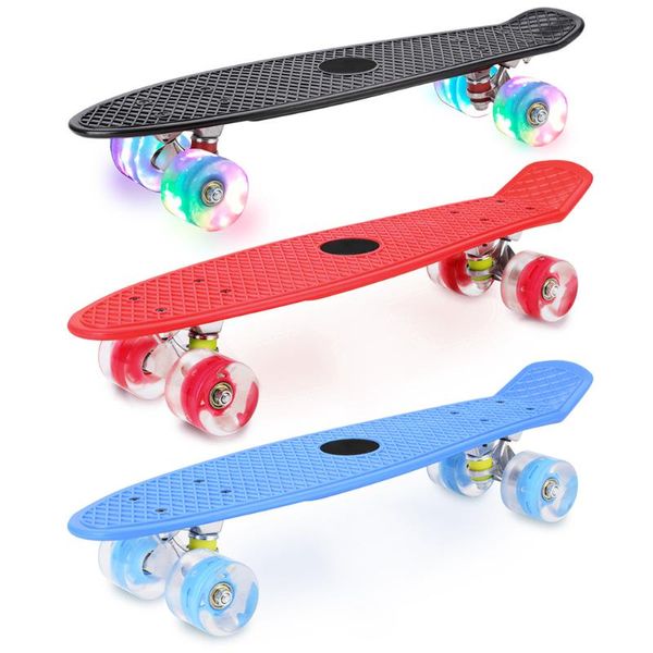 

skateboarding four-weel pastel skate board led flashing wheels mini skateboard outdoor street sports longboard adults beginne