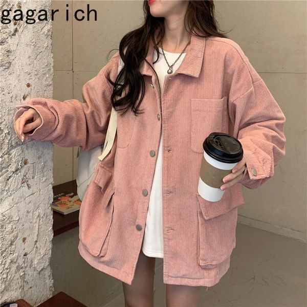 

women's jackets gagarich autumn casual coat woman korean 2021 loose thin bf wind all-match single breast long sleeve corduroy tooling j, Black;brown
