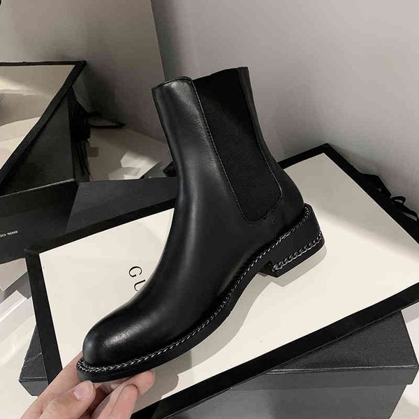 

boots female ankle boots upper natural leather retro classic short europe shoes chelsea aba1, Black