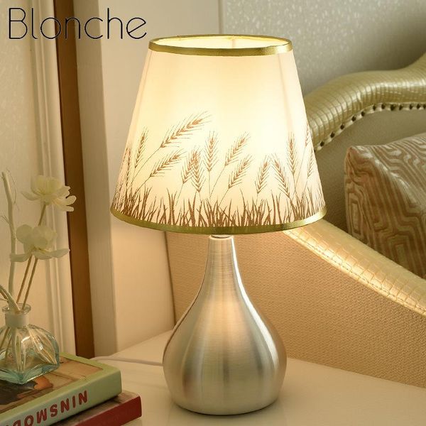 

table lamps blonche cloth lampshape lamp modern light for bedside bedroom living room home decor e27 lighting aluminum luminaire