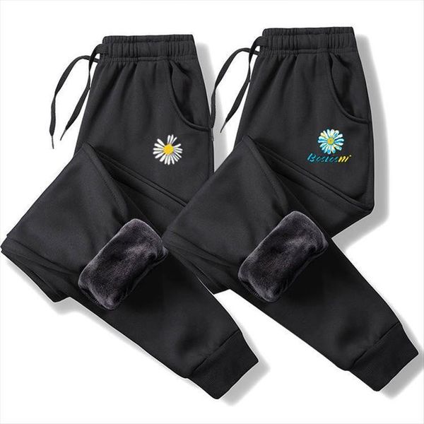 

slim elastic waist thick harem womens pants winter korean version cashmere warm fleece sweatpants, Black;white