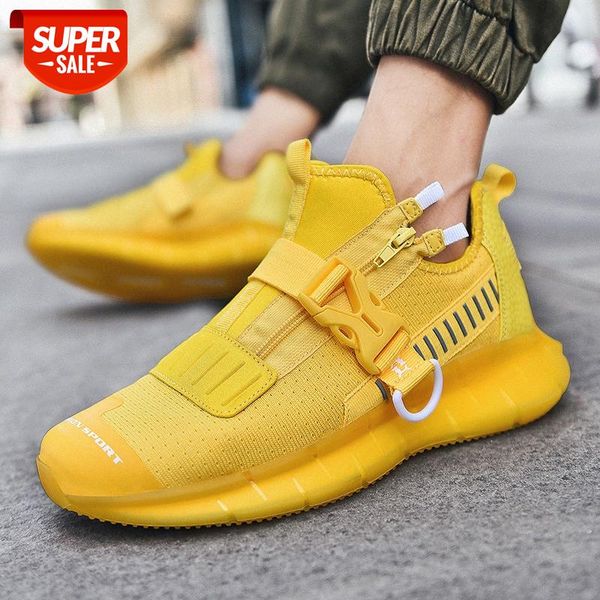 

spring large size men's shoes flying woven breathable ultralight running soft bottom mesh chain lazy casual sports #qe1f