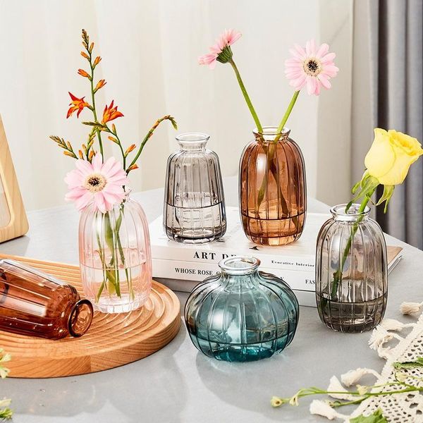 

vases modern transparent glass vase nordic living room decoration ornaments home office decor flower figurines mini tabletop