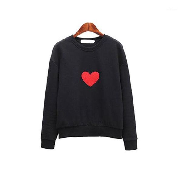 

couple hoodless sweatshirt long sleeve heart print spring autumn fashion oversize women men pullover warm women's hoodies & sweatshirts, Black