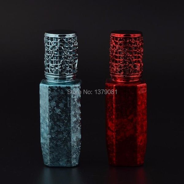 

storage bottles & jars 10ml blue,red glass roller empty roll on bottle for perfume,essential oil,polygon shape cosmetic refillable container