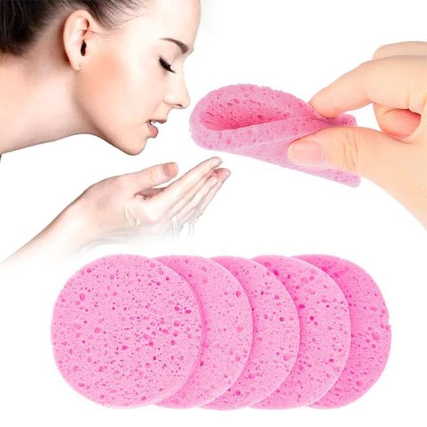 Esponjas Aplicadores de algodão 5pcs comprimir comprimir celulose esponja facial esfoliante de limpeza de limpeza lavagem de rosto macio
