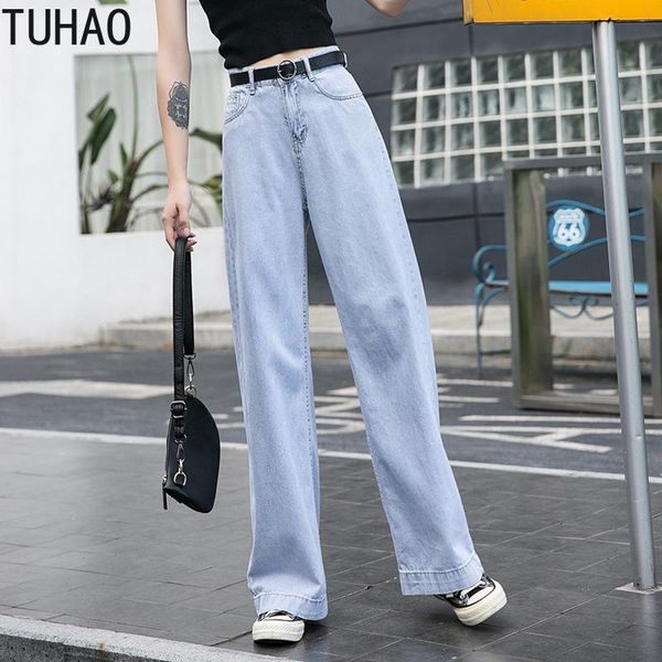 

women's jeans spring autumn women wide leg pant casual cargo street wear denim pencil pants female long trousers t6229, Blue