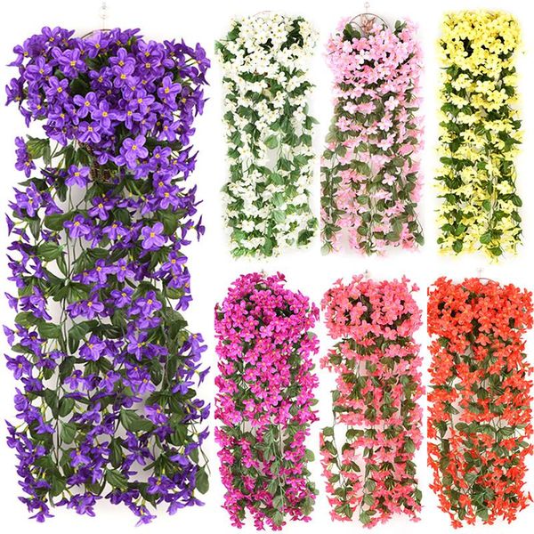 

artificial violet-hanging flowers vines plants colorful wedding party home garden indoor outdoor decor plantas artificiales decorative & wre