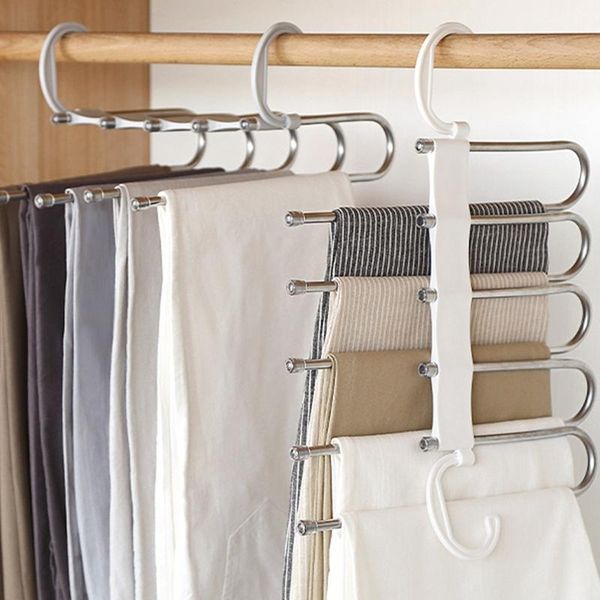

in 1 pant rack shelves stainless steel clothes hangers multi-functional wardrobe magic hanger-abux & racks
