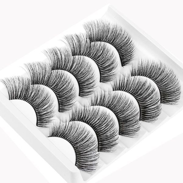 

false eyelashes 5 pairs 3d faux mink handmade cruelty-wispy multilayers cross long lashes reusable eye makeup tools