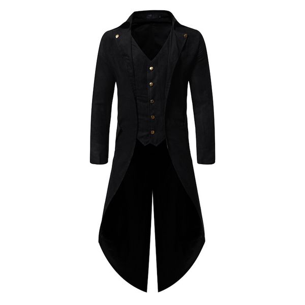 Medieval Gothic Countercoat Homens Victorian Casaco Steampunk Trench Mens Cosplay Traje TuxeDo Casaco Halloween Festival Party Homme 4xL 210524